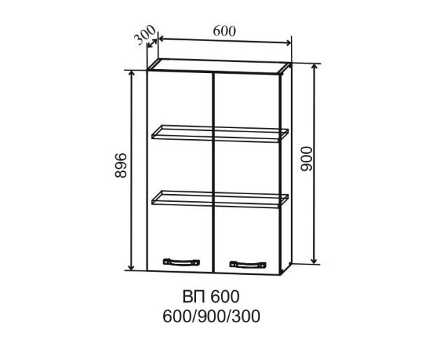 Ройс ВП 600 Шкаф верхний высокий (Кварц черный/корпус Серый)