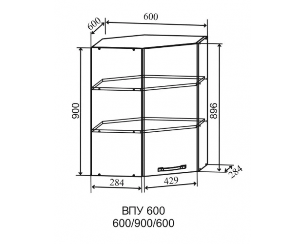 Гарда ВПУ 600 шкаф верхний угловой высокий (Белый патина/корпус Серый)