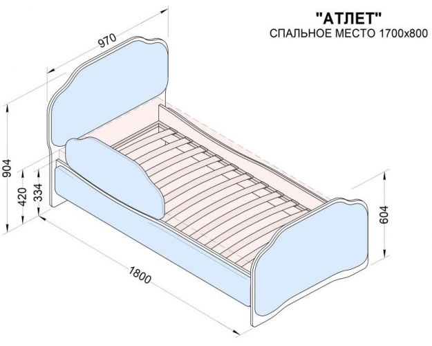 Кровать 170 Атлет 96 Серый (мягкий бортик)