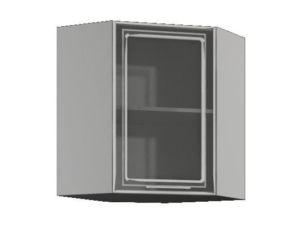 Кёльн ШВУС 600 Шкаф верхний угловой со стеклом (Софт тоффи/корпус Белый)