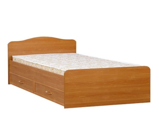 Кровать двойная с ящиками 1400-1 без матраса (круглые спинки) Вишня Оксфорд