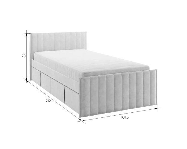 Кровать с ящиками Твикс 900 латте (велюр)