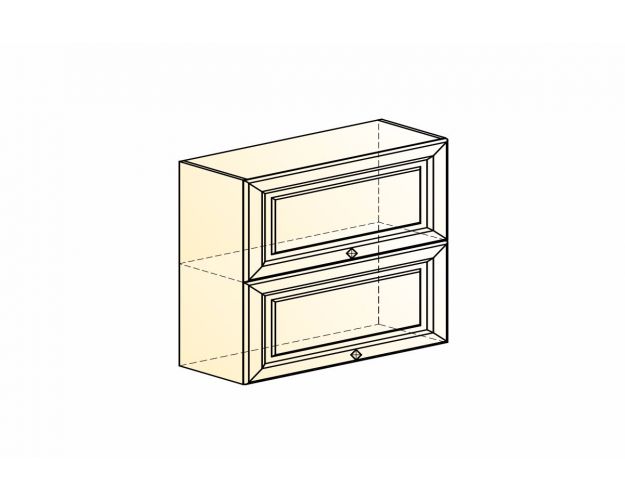 Монако Шкаф навесной L800 Н720 (2 дв. гл.гориз.) (Белый/Охра матовый)