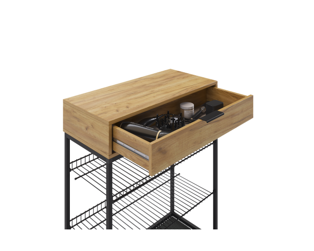 Обувница Краш черный муар / дуб крафт золотой