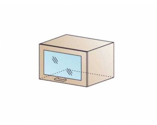 Шкаф со стеклом Валерия-М ШВГС-600 (Белый глянец/Дуб Крафт Золотой/верхний/горизонтальный)