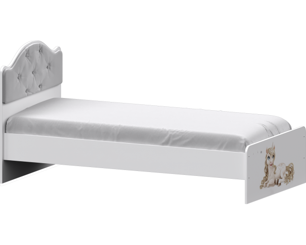 Кровать Каспер с мягкой спинкой и фотопечатью (800х1900) Белый