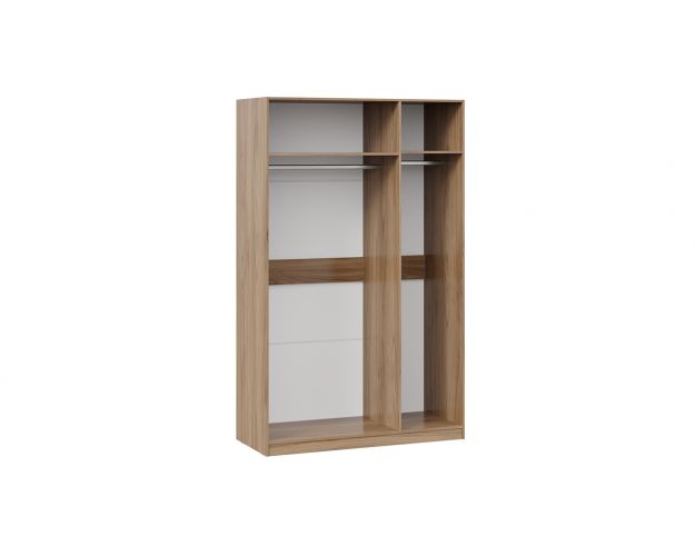 Шкаф комбинированный с 2 глухими и 1 зеркальной дверями правый «Эмбер» Яблоня Беллуно/Белый глянец