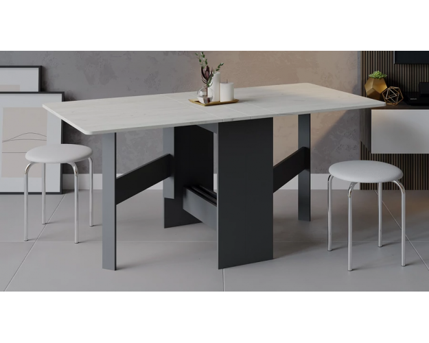 Стол-книжка раскладной тип 2 антрацит / дуб крафт белый