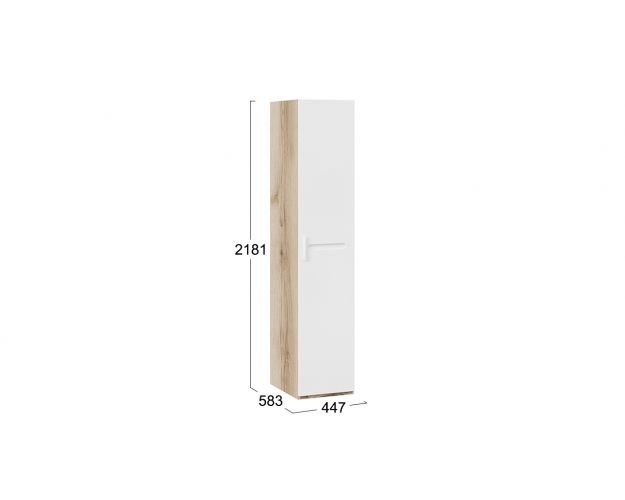 Шкаф для белья с 1-ой дверью «Фьюжн» Дуб Делано/Белый глянец