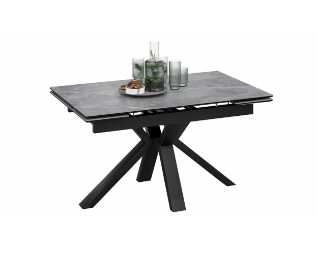Стол обеденный Дерби тип 1 черный муар / серый мрамор
