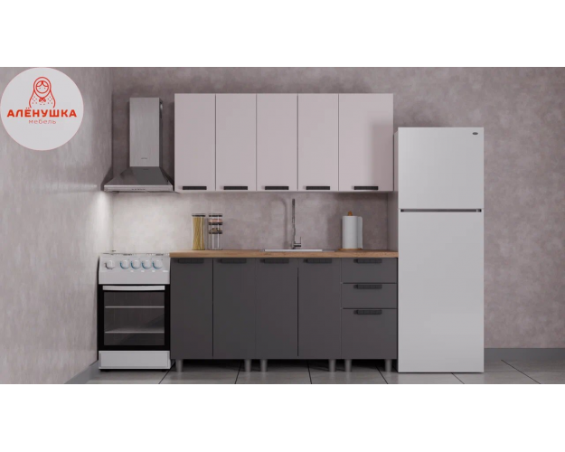 Кухонный гарнитур Лаванда 1.6 кашемир / сталь