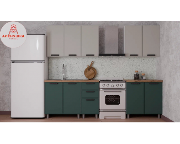 Кухонный гарнитур Магнолия 2.0 керамика / изумруд